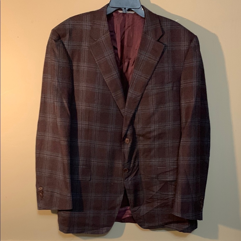 CANALI Italy Wool Cashmere Blend Men's Multi Color Plaid Blazer Large Academia